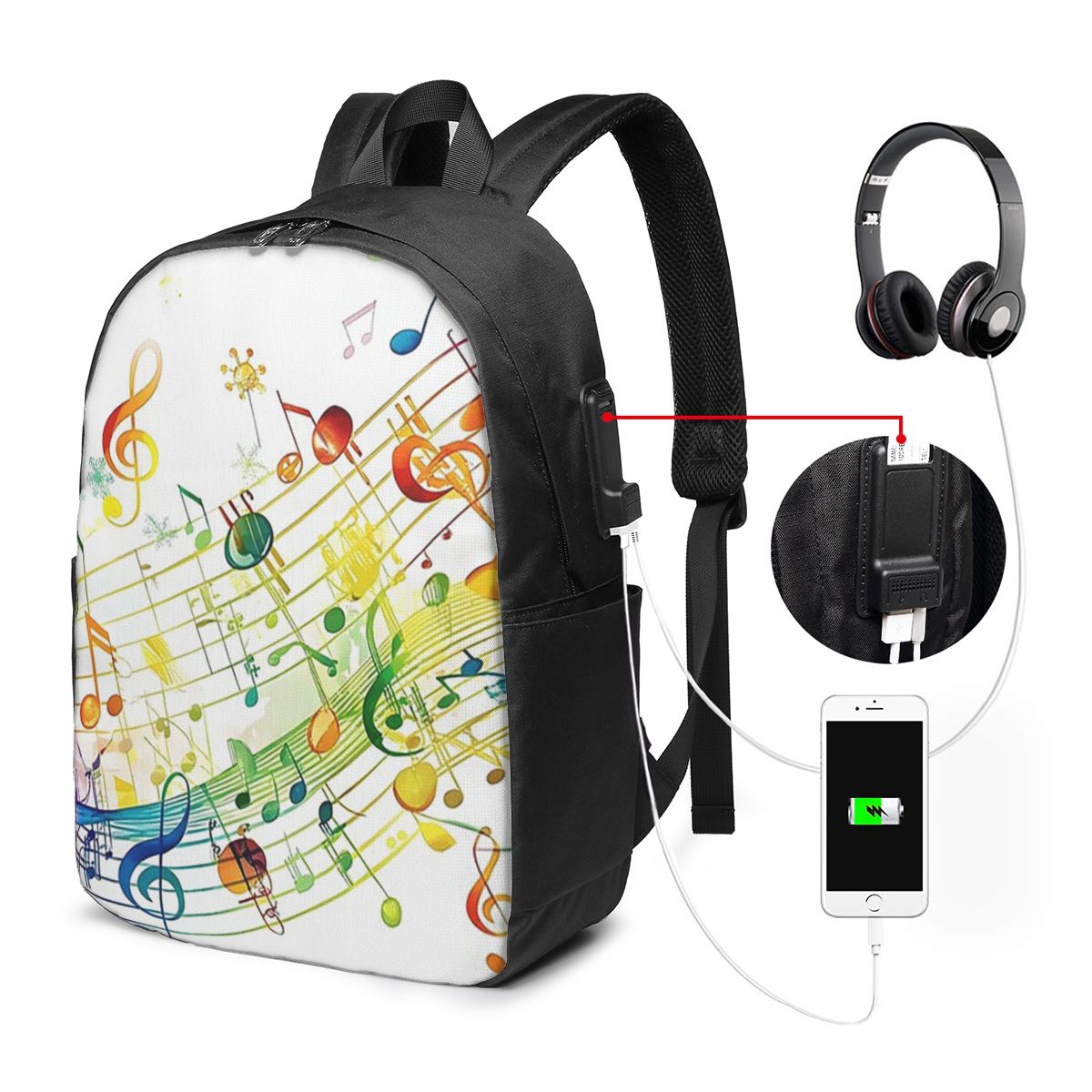 Backpacks - Soyut Piyano Tuşları Müzik Notalarıyla Birlikte